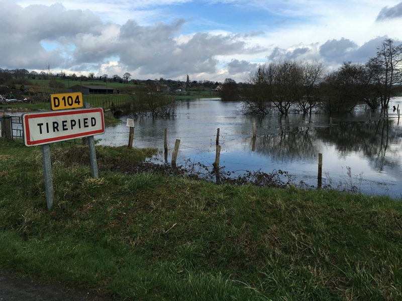 inondation crue 14 février 2016 Tirepied Sée panneau