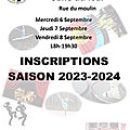Saison 2023-2024 - Feuilles d'inscriptions / Cotisations