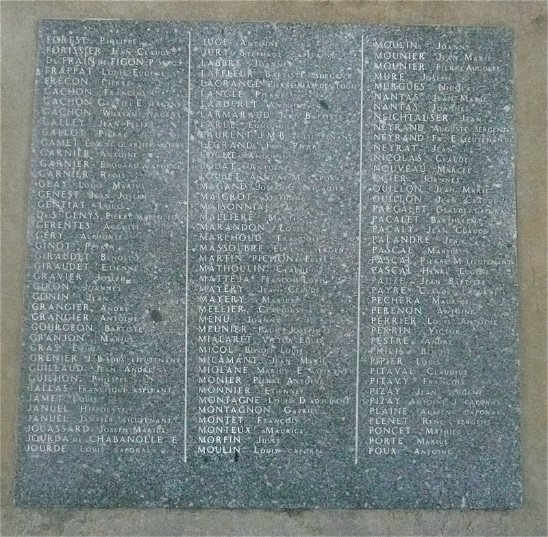 plaque du monument aux morts t-Chamond