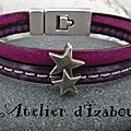 Puisque c'est ma journée violette, voici un autre modèle de <b>bracelet</b> <b>double</b> <b>rang</b> avec deux cuirs d'un violet différent !