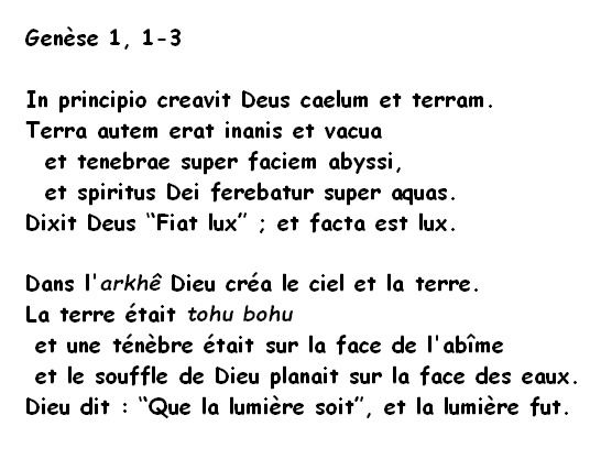 Genèse 1, 1-3,