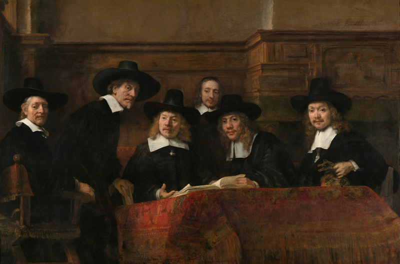 Rembrandt van Rijn, De waardijns van het Amsterdamse lakenbereidersgilde, bekend als De Staalmeesters, 1662