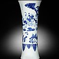 A blue and white <b>flaring</b> <b>vase</b>, gu, Chongzhen