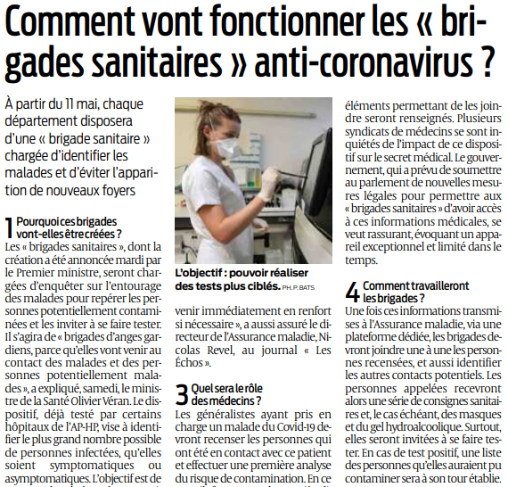 2020 05 04 SO Comment vont fonctionner les brigades sanitaires anti-coronavirus
