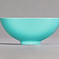 A rare turquoise-glazed bowl, <b>Yongzheng</b> <b>mark</b> <b>and</b> <b>period</b> (<b>1723</b>-<b>1735</b>)