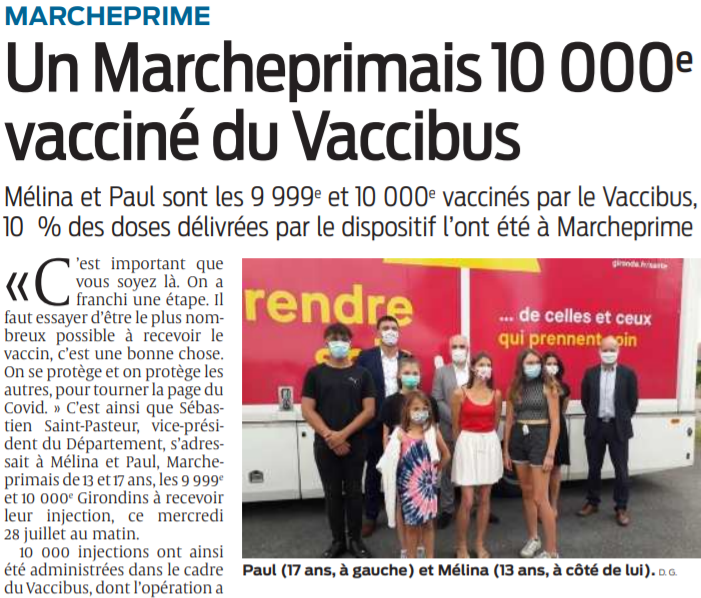 2021 07 31 SO Marcheprime Un Marcheprimais 10 000e vacciné du Vaccibus