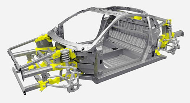 moulage par ablation noeud de structure caisse en blanc HONDA NSX