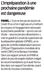 2020 09 15 SO L'impréparation à une prochaine pandémie est dangereuse