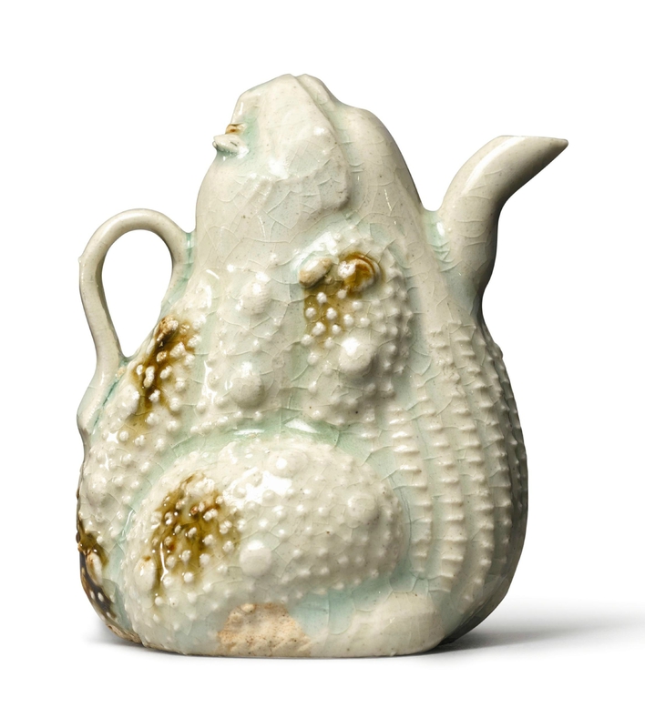 A brown-splashed Qingbai toad-form water dropper, Southern Song-Yuan dynasty