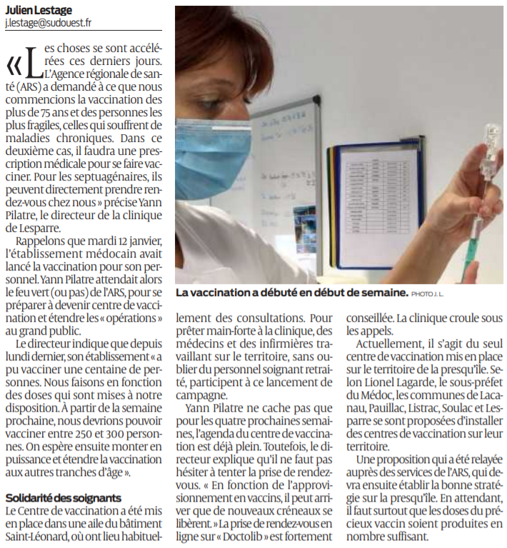 2021 01 23 SO La clinique de Lesparre centre de vaccination2