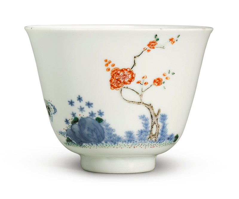 A famille-verte 'Crabapple' month cup, Kangxi mark and period (1662-1722)