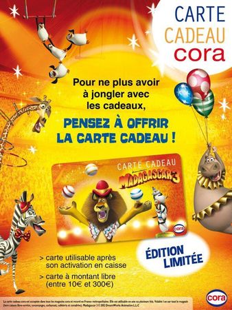 carte cadeau CORA édition limitée Madagscar