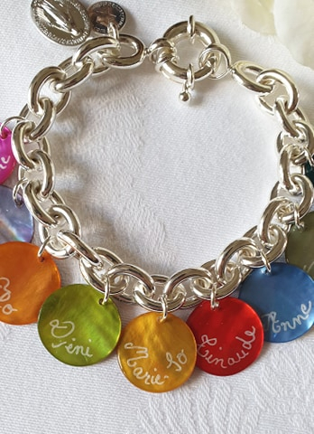 Bracelet personnalisé sur chaîne argent massif grosse maille ovale