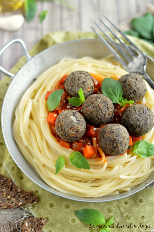 boulettes vegan lentilles noires - spaghetti 3