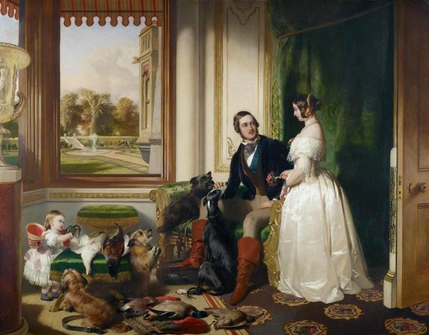Sir Edwin Landseer (1803-73), Windsor Castle in modern times; Queen Victoria, Prince Albert and Victoria, Princess Royal, 1841-43