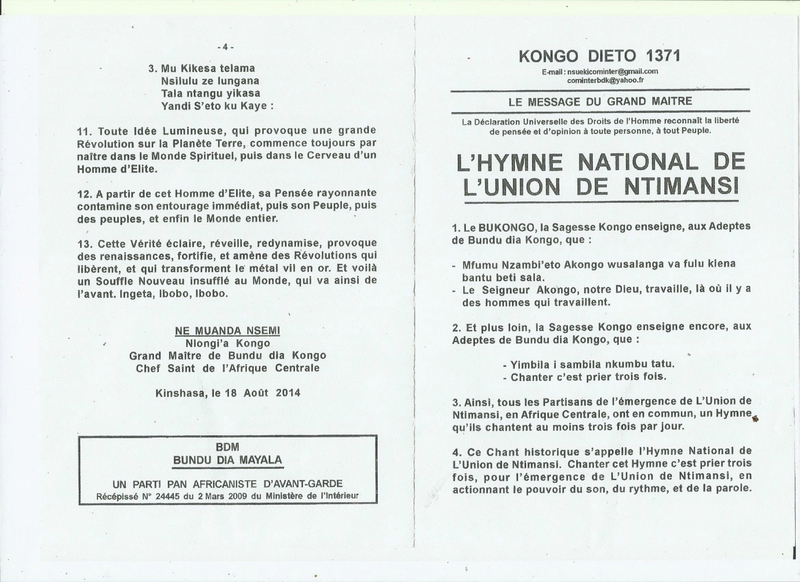 L'HYMNE NATIONAL DE L'UNION DE NTIMANSI a