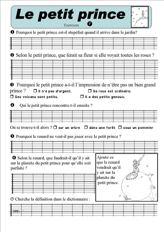 exercices petit prince 7
