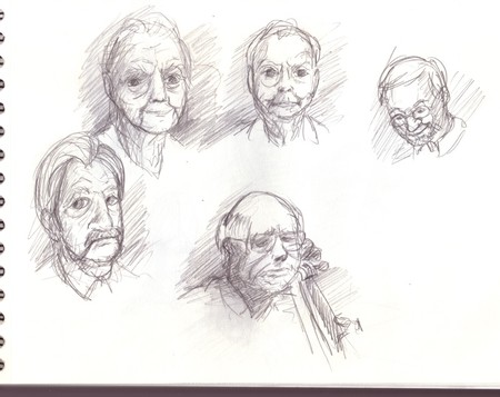 dessin croquis vieux hommes expression
