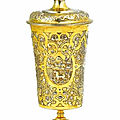 Silver <b>cup</b> <b>and</b> <b>cover</b> with the coat of arms of the grand master Archduke Maximilian III, Germany or Austria-Hungary, 1565
