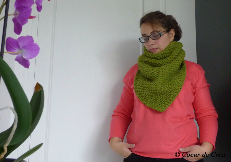 Snood vert au crochet tunisien - 3