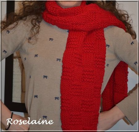 Roselaine745 écharpe rouge tricot
