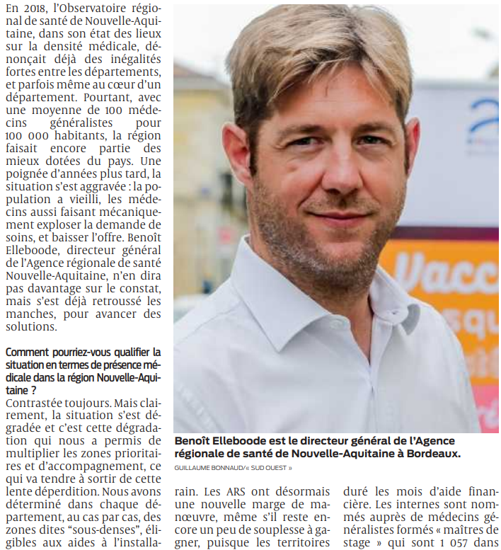 2022 05 09 SO Les secteurs classés prioritaires sont une réponse au manque de généralistes2