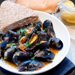 Moules à la chermoula et citron confit