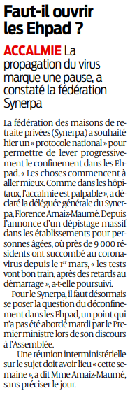 2020 04 30 SO Faut-il ouvrir les Ehpad