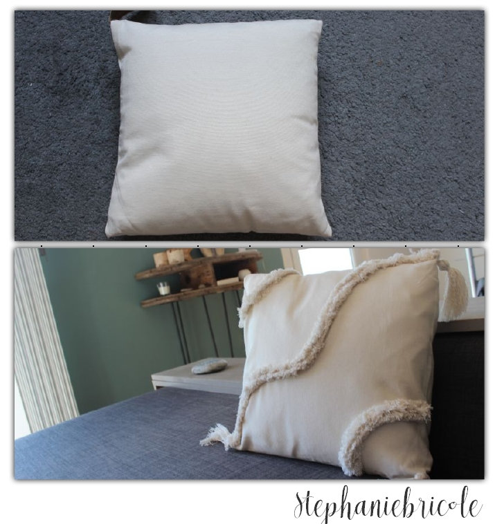 avant après coussin deco diy
