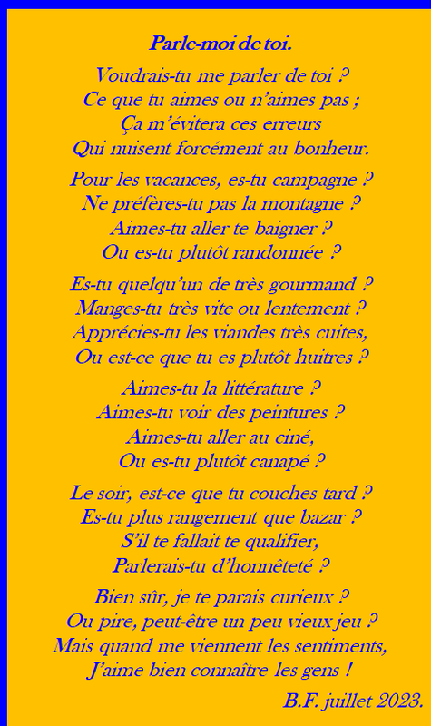 Parle-moi de toi m38