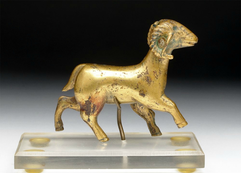 Chinese Gilded Bronze Ram, Ordos Period, Northern China, Mongolia, Ca 3rd to 1st century BCE1