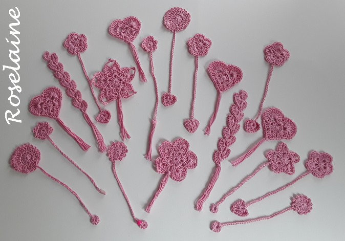 Roselaine crochet marque pages roses 3