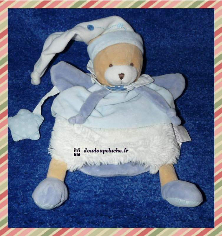 doudou ours bleu blanc marionnette doudou et compagnie