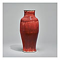A <b>copper</b>-<b>red</b>-<b>glazed</b> 'Langyao' vase, Qing dynasty, Kangxi period (1662-1722)