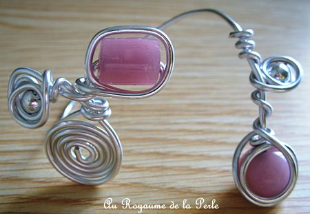 Bracelet alu rose et métal argenté 2
