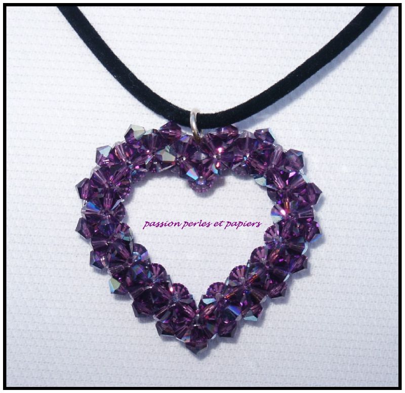 pendentif gros coeur évidé amethyste