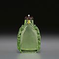 A transparent <b>green</b> <b>glass</b> snuff bottle, 1750-1820