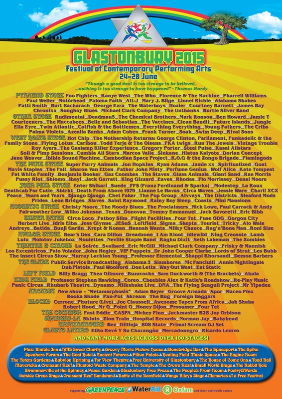 Glastonbury festival 2015 affiche