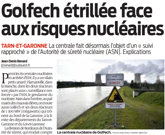 2020 06 16 SO Golfech étrillée face aux risques nucléaires