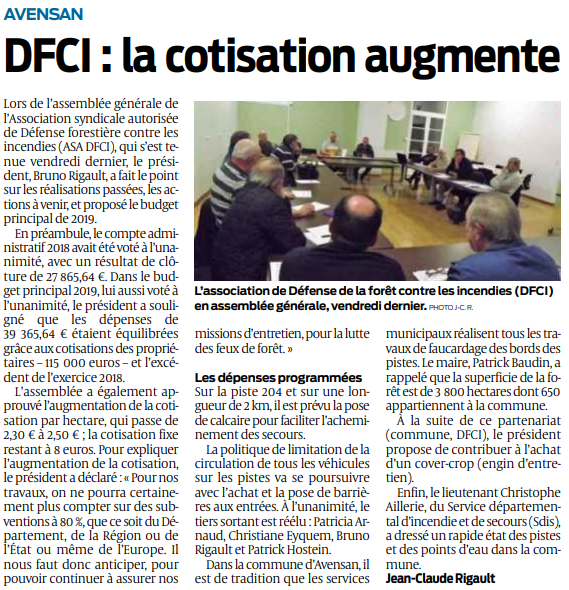 2019 12 14 SO Avensan DFCI la cotisation augmente