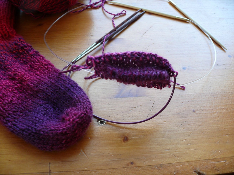 chaussettes 30 encours, bout de pied