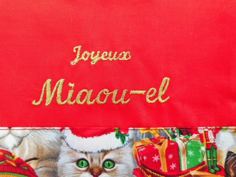Sac cadeau chats zoom broderie