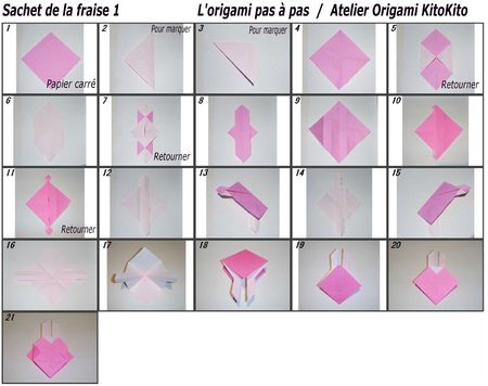 Atelier Origami KitoKito Diagramme Sachet de la fraise 1