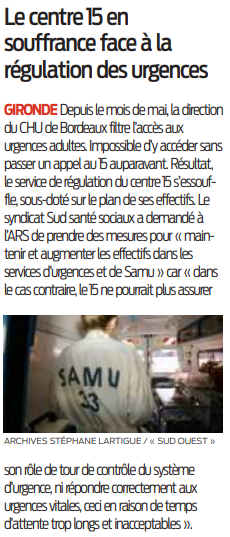 2022 08 30 SO Le 15 en souffrance face à la régulation des urgences