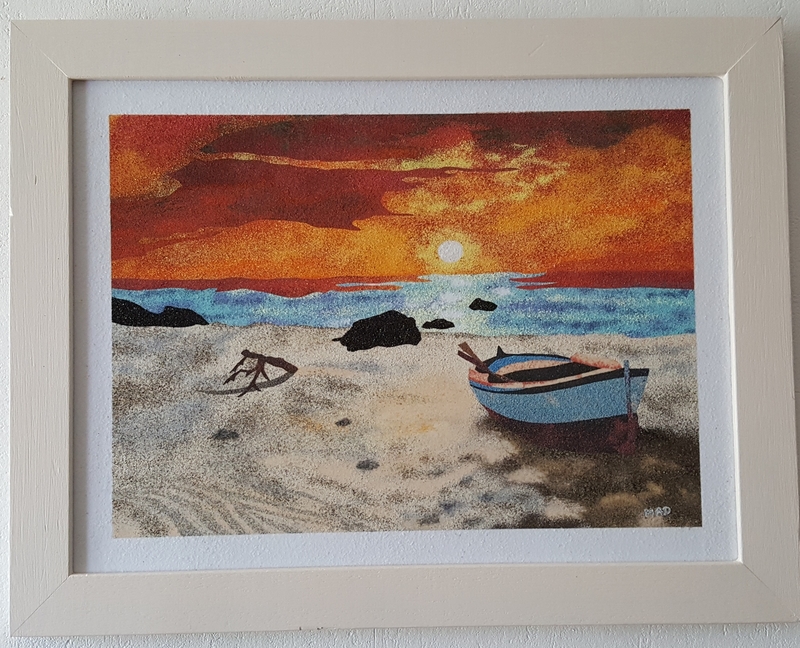 L18 -La barque au soleil couchant-45x35
