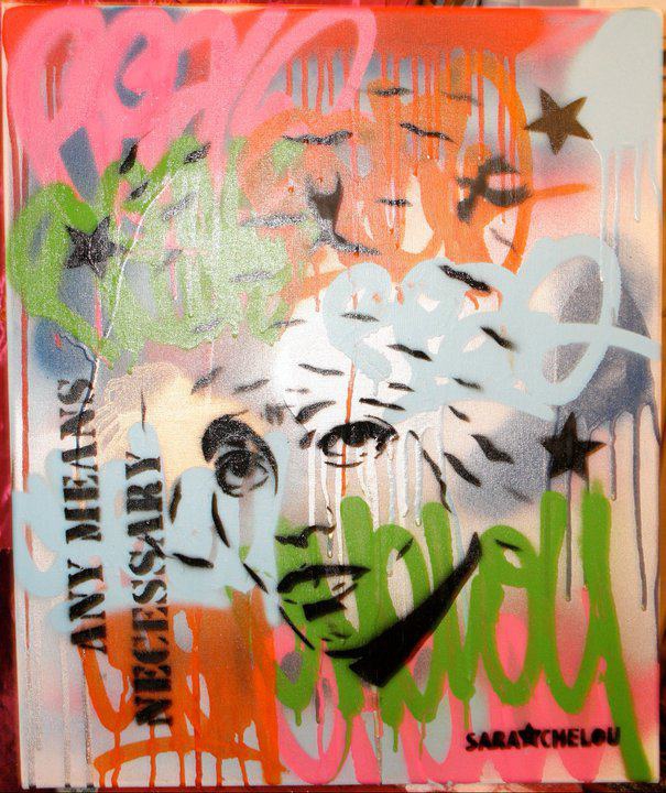 _Angela D_ Chelou_realo Stencil et aérosol sur toile Sold Out 2011
