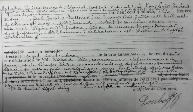 transcription acte décès Paul Joseph Meunier (2)