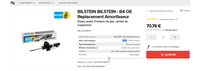 bilstein chassis sportif