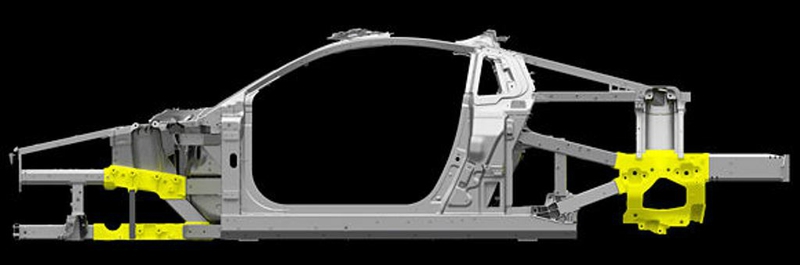 moulage par ablation noeud de structure caisse en blanc HONDA NSX gros plan
