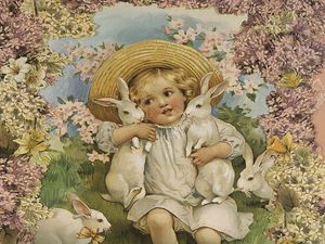 joyeuses pâques enfant et lapins